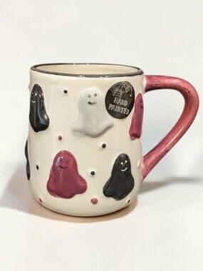 Cobwebs & Cauldrons Halloween Ghost Mug Hand Painted Spooky Cute NWT 18oz